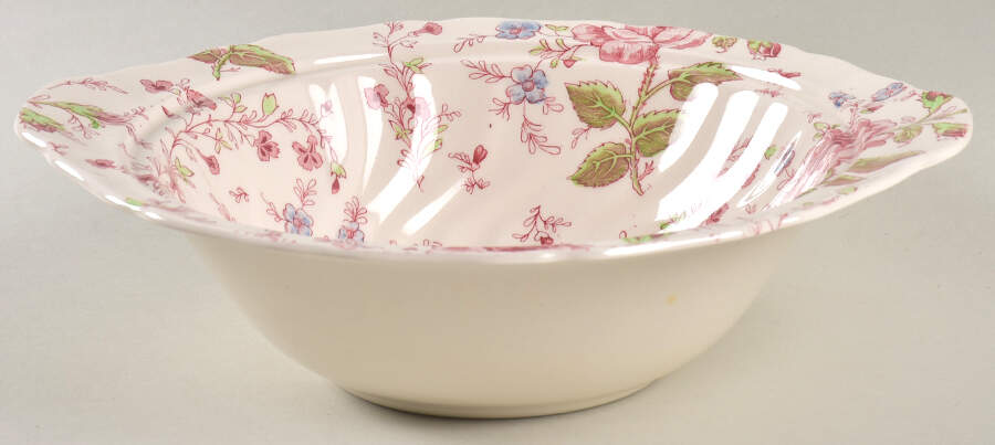 Rose Chintz Pink ("Made in England" Mark) Round Vegetable No Lid by Johnson Brothers-1
