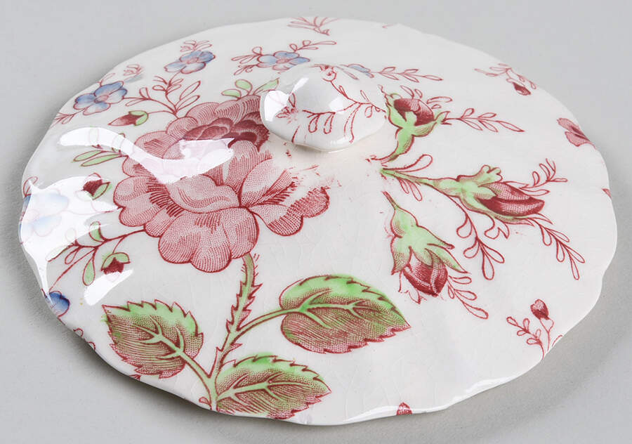 Rose Chintz Pink ("Made in England" Mark) Lid for Sugar Bowl by Johnson Brothers-1
