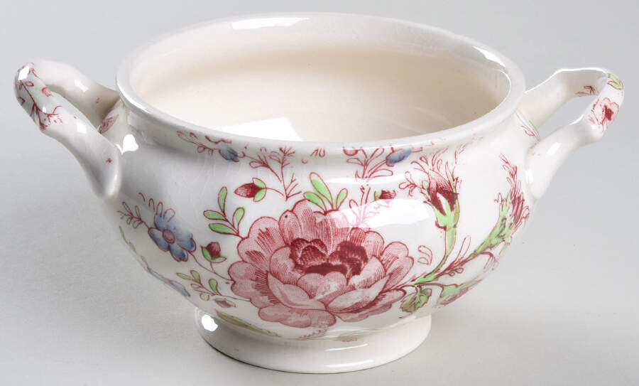 Rose Chintz Pink ("Made in England" Mark) Sugar Bowl No Lid by Johnson Brothers-1