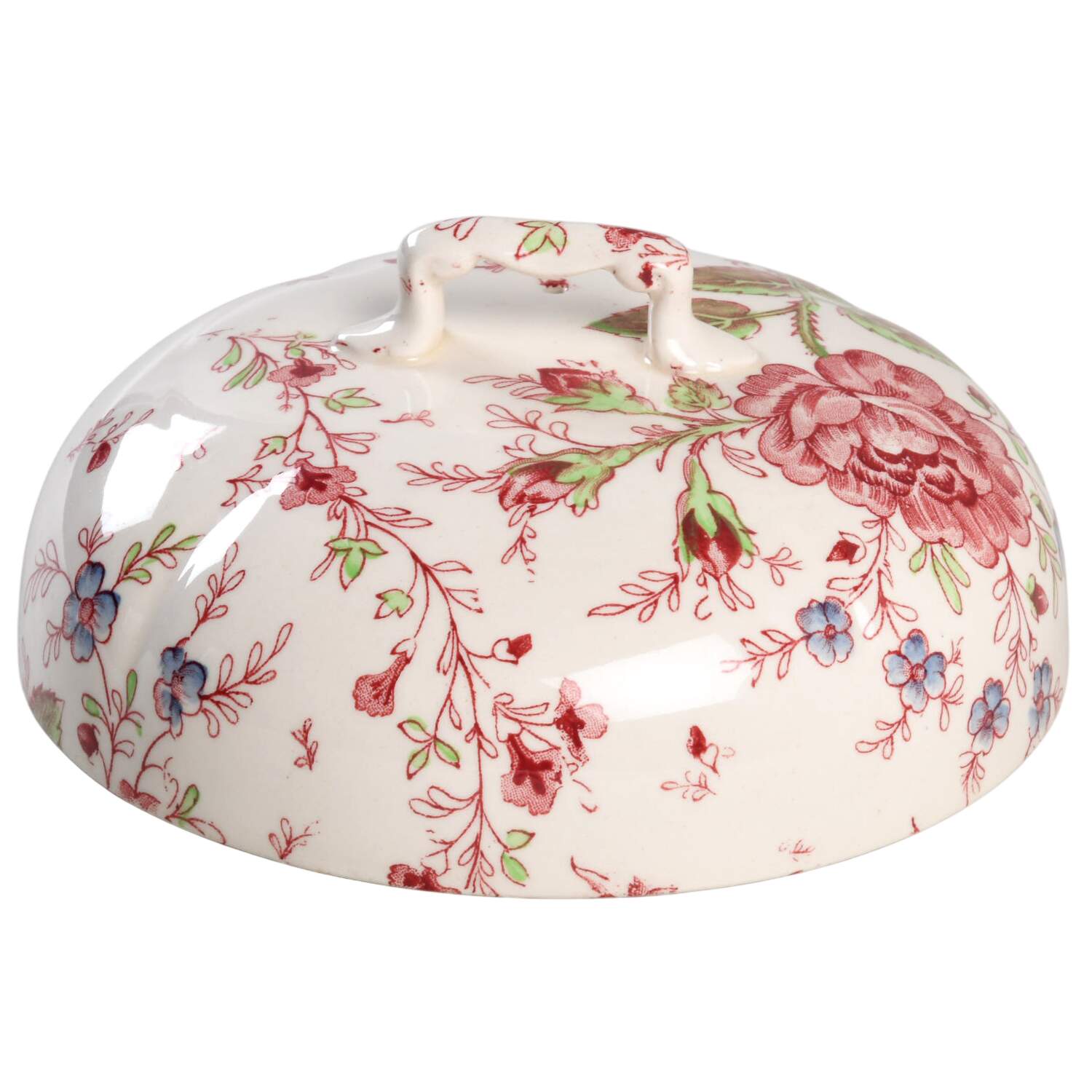Rose Chintz Pink ("Made in England" Mark) Lid for Muffin Dish by Johnson Brothers-1