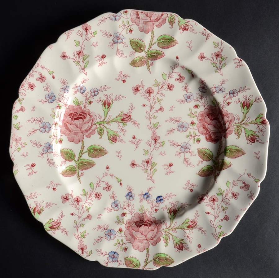 Rose Chintz Pink ("Made in England" Mark) Service Plate (Charger) by Johnson Brothers-1