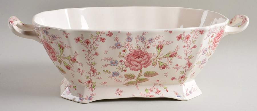 Rose Chintz Pink ("Made in England" Mark) Rectangular Tureen No Lid by Johnson Brothers-1