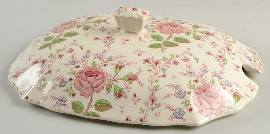 Rose Chintz Pink ("Made in England" Mark) Lid for Rectangular Tureen by Johnson Brothers-1