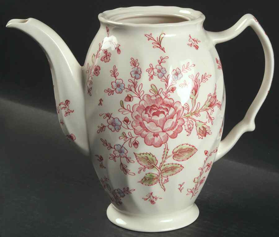 Rose Chintz Pink ("Made in England" Mark) Coffee Pot No Lid by Johnson Brothers-1