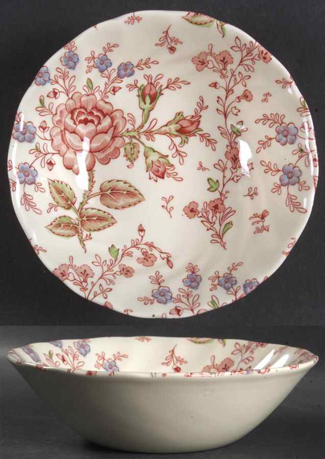 Rose Chintz Pink ("Made in England" Mark) Coupe Cereal Bowl by Johnson Brothers-1
