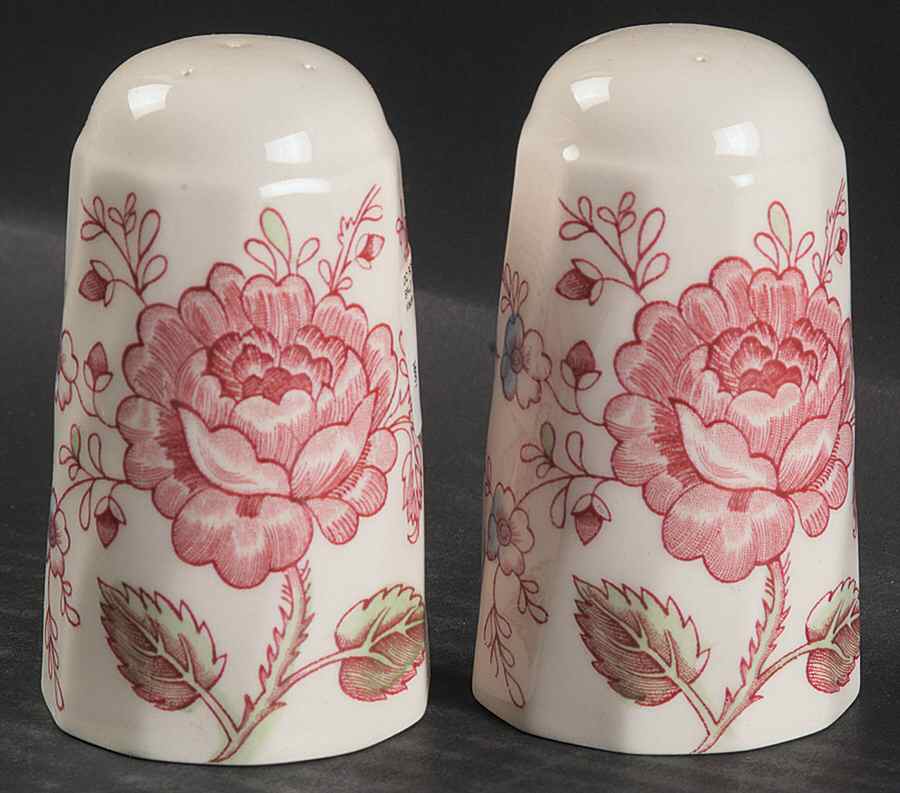 Rose Chintz Pink ("Made in England" Mark) Salt & Pepper Set by Johnson Brothers-1
