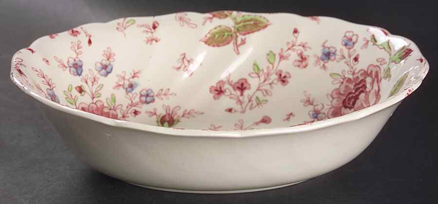 Rose Chintz Pink ("Made in England" Mark) 8" Oval Vegetable Bowl by Johnson Brothers-1