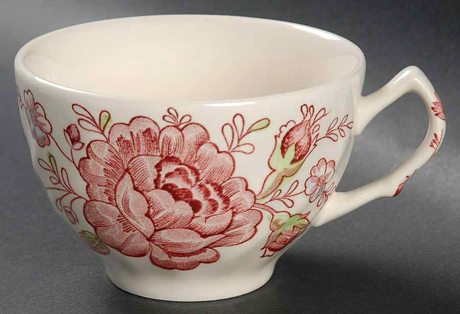 Rose Chintz Pink ("Made in England" Mark) Flat Cup by Johnson Brothers-1