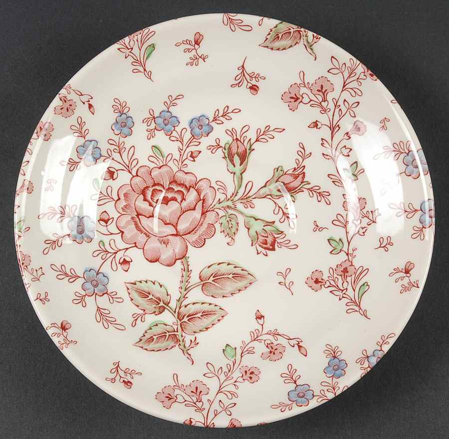 Rose Chintz Pink ("Made in England" Mark) Saucer for Jumbo Cup by Johnson Brothers-1