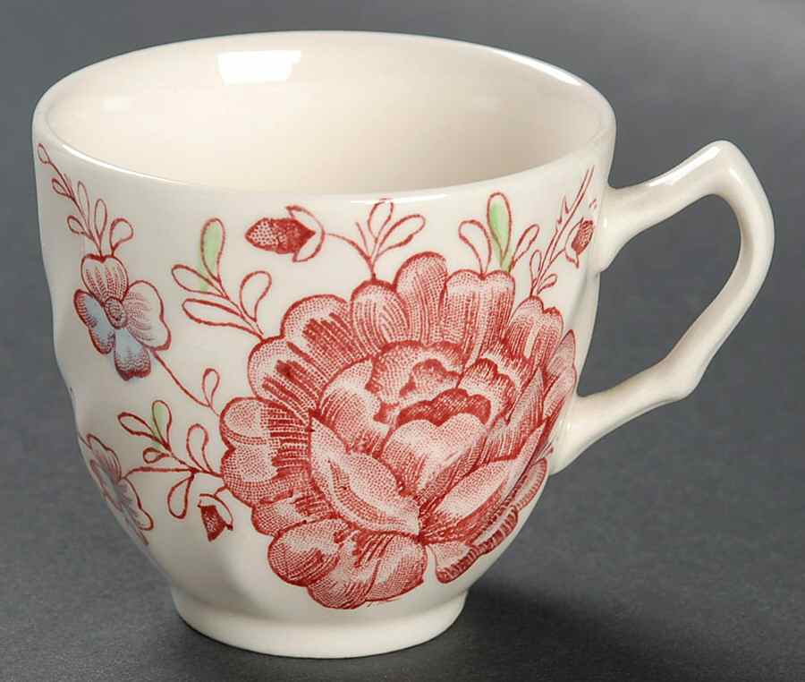 Rose Chintz Pink ("Made in England" Mark) Flat Demitasse Cup by Johnson Brothers-1