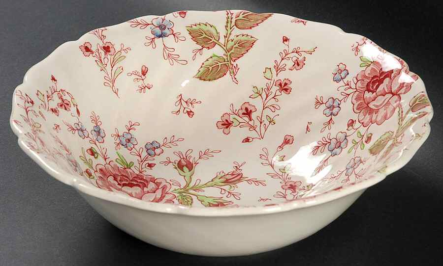 Rose Chintz Pink ("Made in England" Mark) 8" Round Vegetable Bowl by Johnson Brothers-1