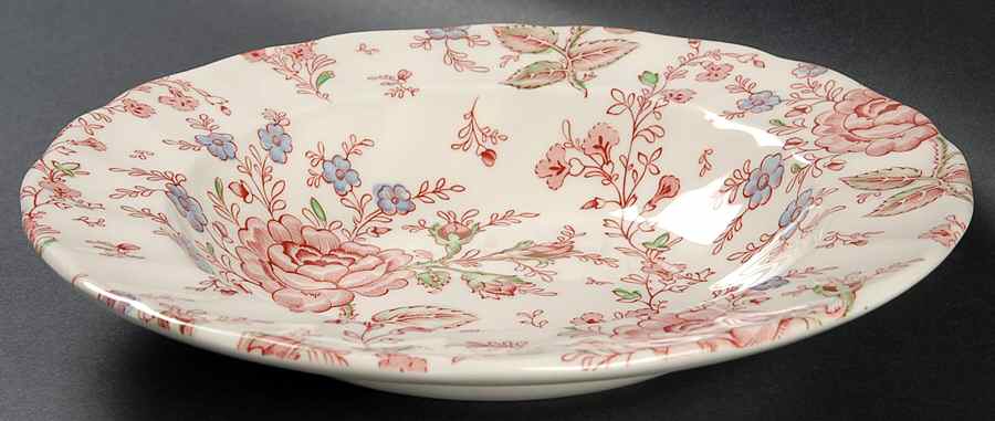 Rose Chintz Pink ("Made in England" Mark) Rim Soup Bowl by Johnson Brothers-1