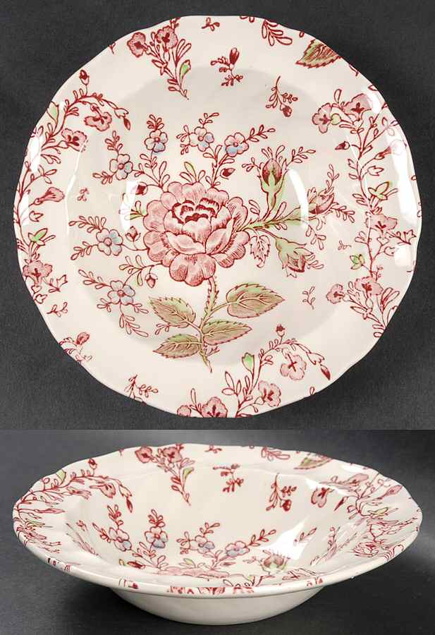 Rose Chintz Pink ("Made in England" Mark) Rim Fruit/Dessert (Sauce) Bowl by Johnson Brothers-1