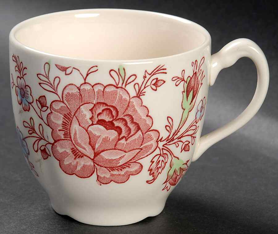 Rose Chintz Pink ("Made in England" Mark) Flat Cup by Johnson Brothers-1