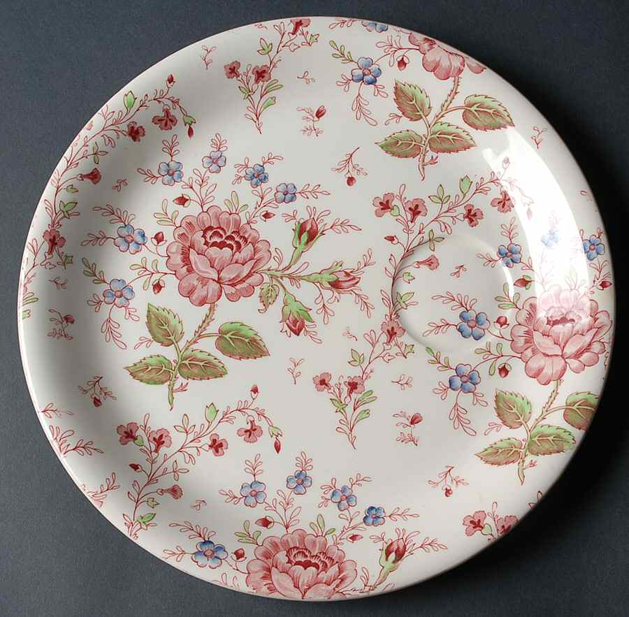 Rose Chintz Pink ("Made in England" Mark) Snack Plate by Johnson Brothers-1
