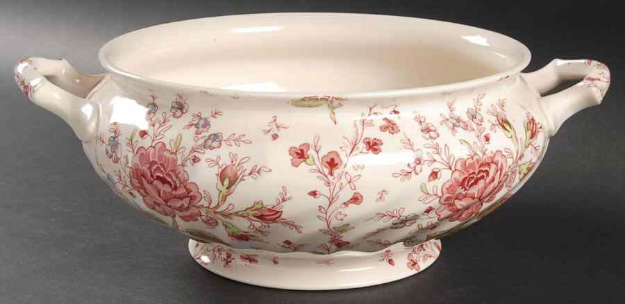 Rose Chintz Pink ("Made in England" Mark) Tureen No Lid by Johnson Brothers-1
