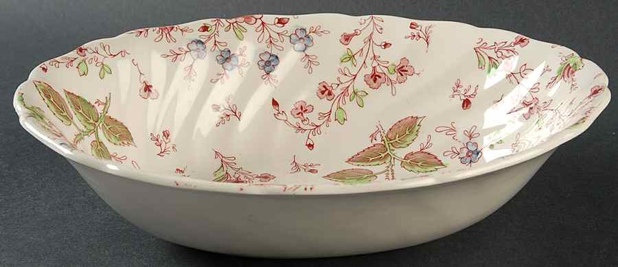 Rose Chintz Pink ("Made in England" Mark) 9" Oval Vegetable Bowl by Johnson Brothers-1