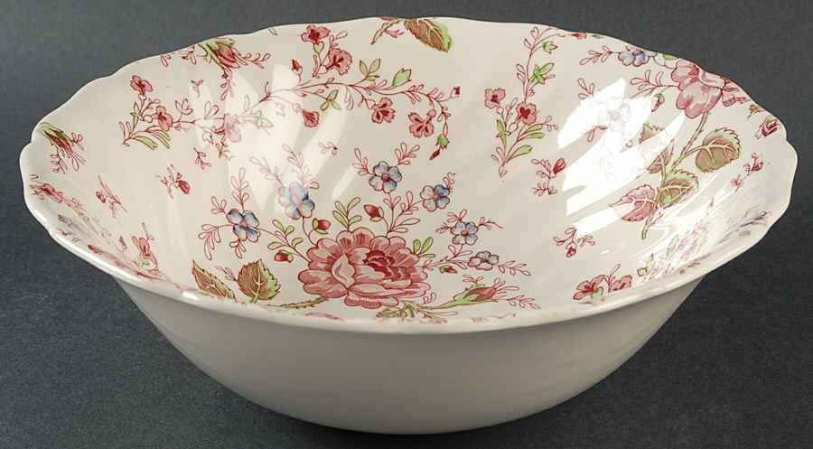Rose Chintz Pink ("Made in England" Mark) 9" Round Vegetable Bowl by Johnson Brothers-1