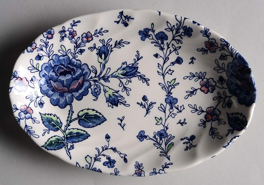 Rose Chintz Blue Relish/Gravy Underplate by Johnson Brothers-1