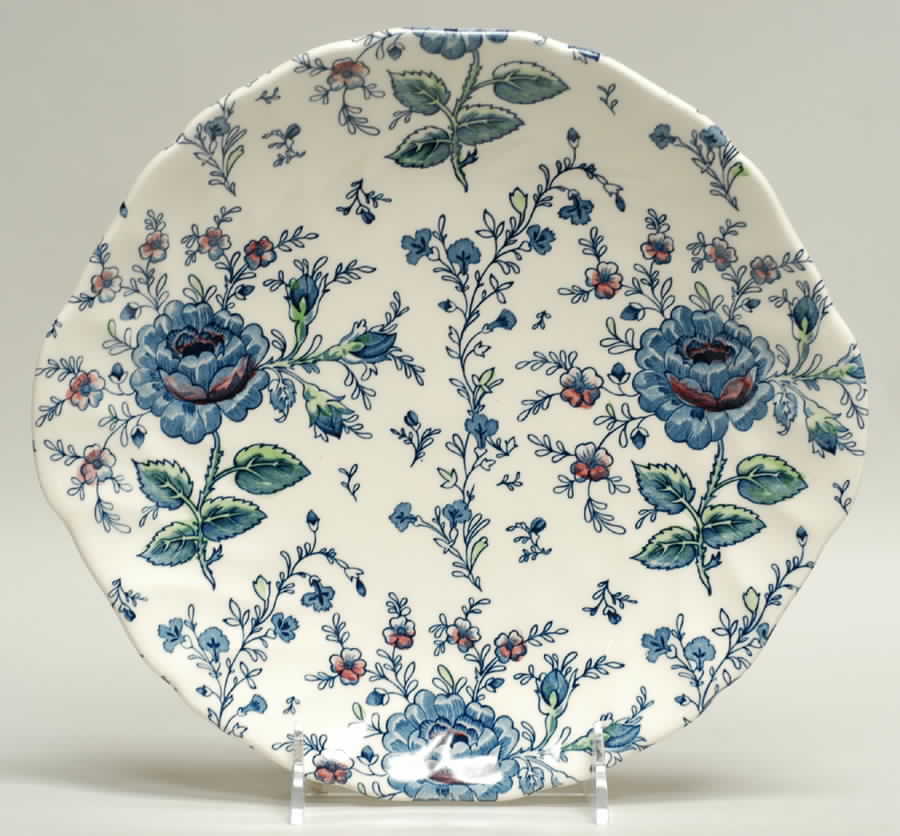 Rose Chintz Blue Handled Cake Plate by Johnson Brothers-1