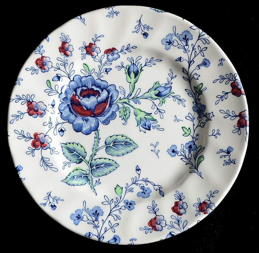 Rose Chintz Blue Dessert/Pie Plate by Johnson Brothers-1