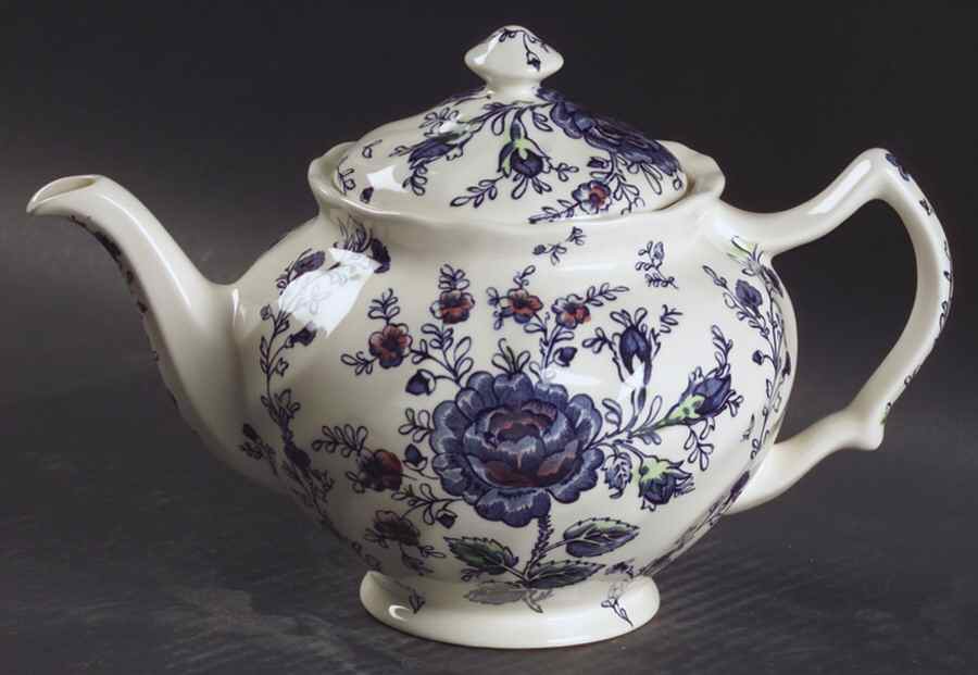 Rose Chintz Blue Teapot & Lid by Johnson Brothers-1