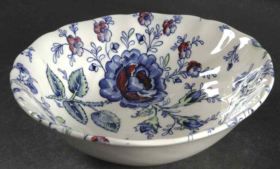 Rose Chintz Blue Coupe Cereal Bowl by Johnson Brothers-1