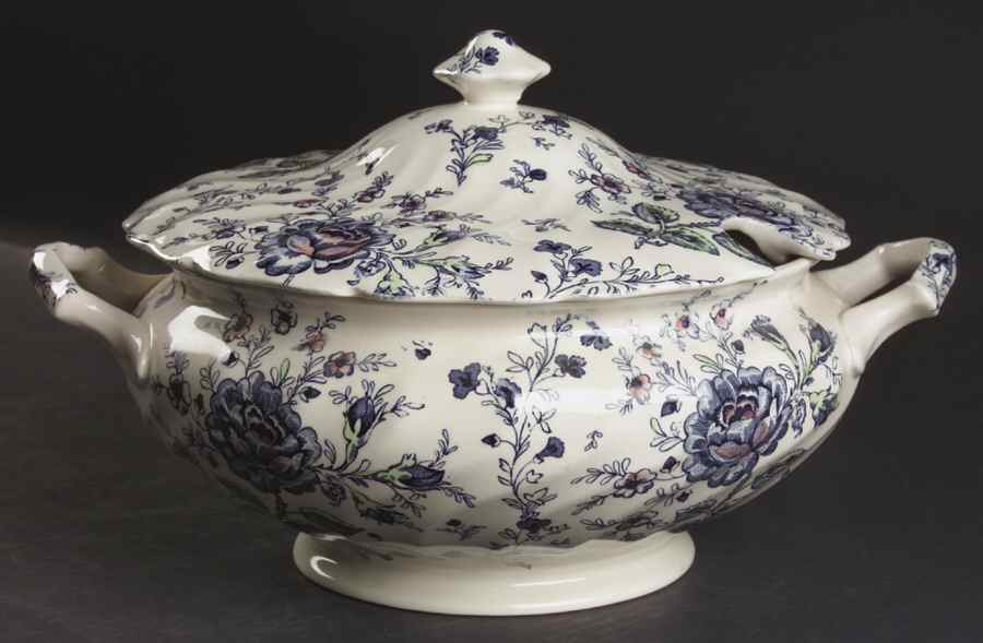 Rose Chintz Blue Tureen &  Lid by Johnson Brothers-1