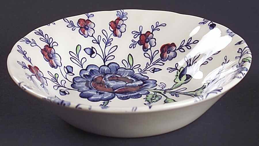 Rose Chintz Blue Fruit/Dessert (Sauce) Bowl by Johnson Brothers-1