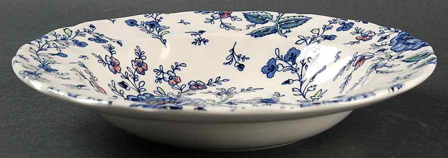 Rose Chintz Blue Rim Soup Bowl by Johnson Brothers-1