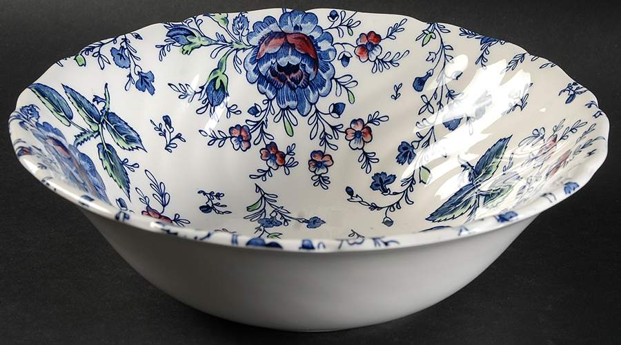 Rose Chintz Blue 8" Round Vegetable Bowl by Johnson Brothers-1