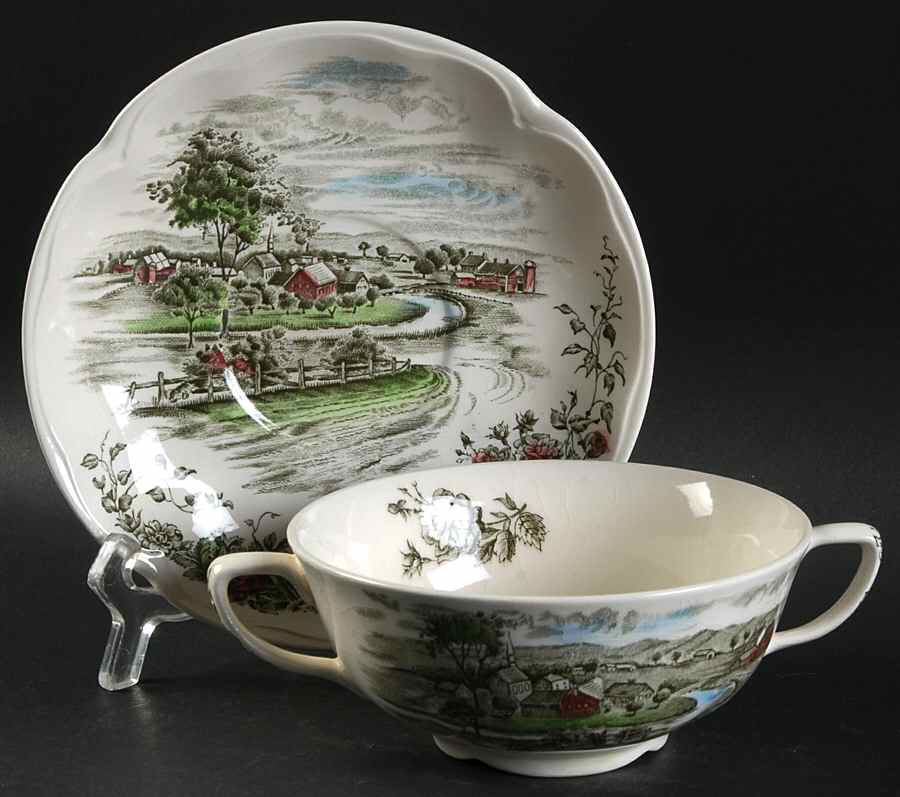The Road Home Flat Cream Soup Bowl & Saucer Set by Johnson Brothers-1