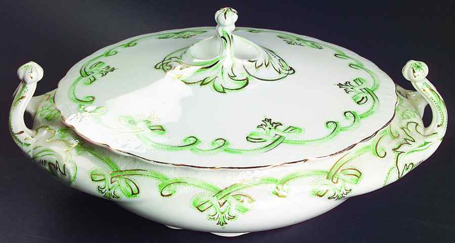 Rolland Green Oval Covered Vegetable by Johnson Brothers-1