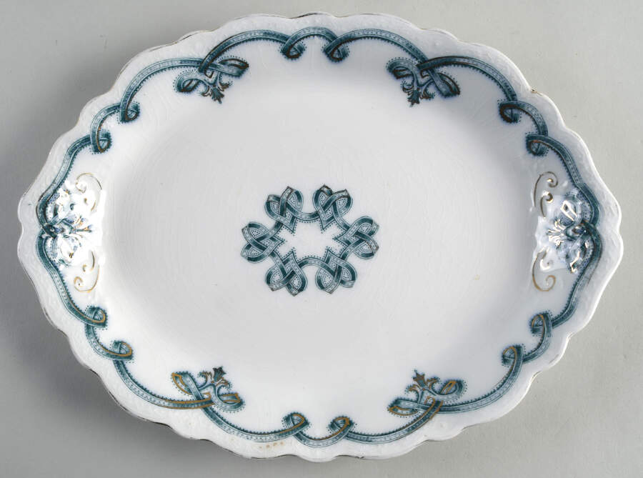Rolland Blue Green 12" Oval Serving Platter by Johnson Brothers-1