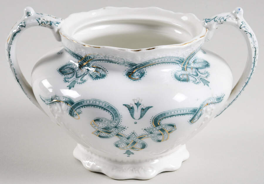 Rolland Blue Green Sugar Bowl No Lid by Johnson Brothers-1
