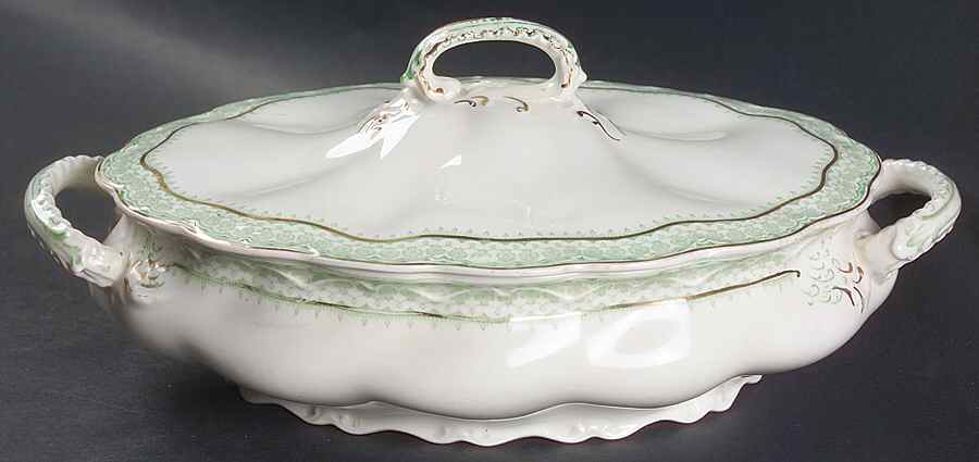 Ruth Green Oval Covered Vegetable by Johnson Brothers-1