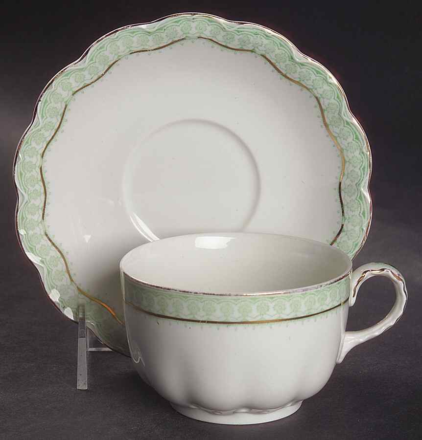 Ruth Green Flat Cup & Saucer Set by Johnson Brothers-1
