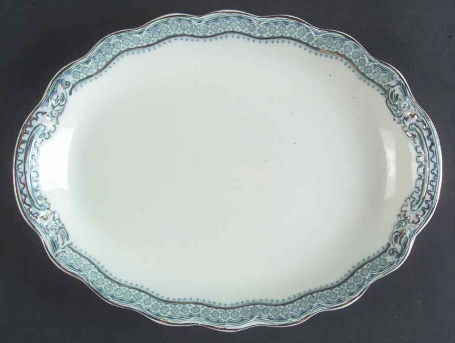 Ruth Blue Green 10" Oval Serving Platter by Johnson Brothers-1