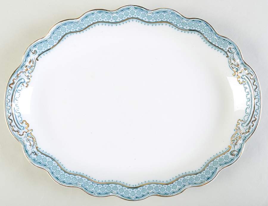 Ruth Blue Green 12" Oval Serving Platter by Johnson Brothers-1