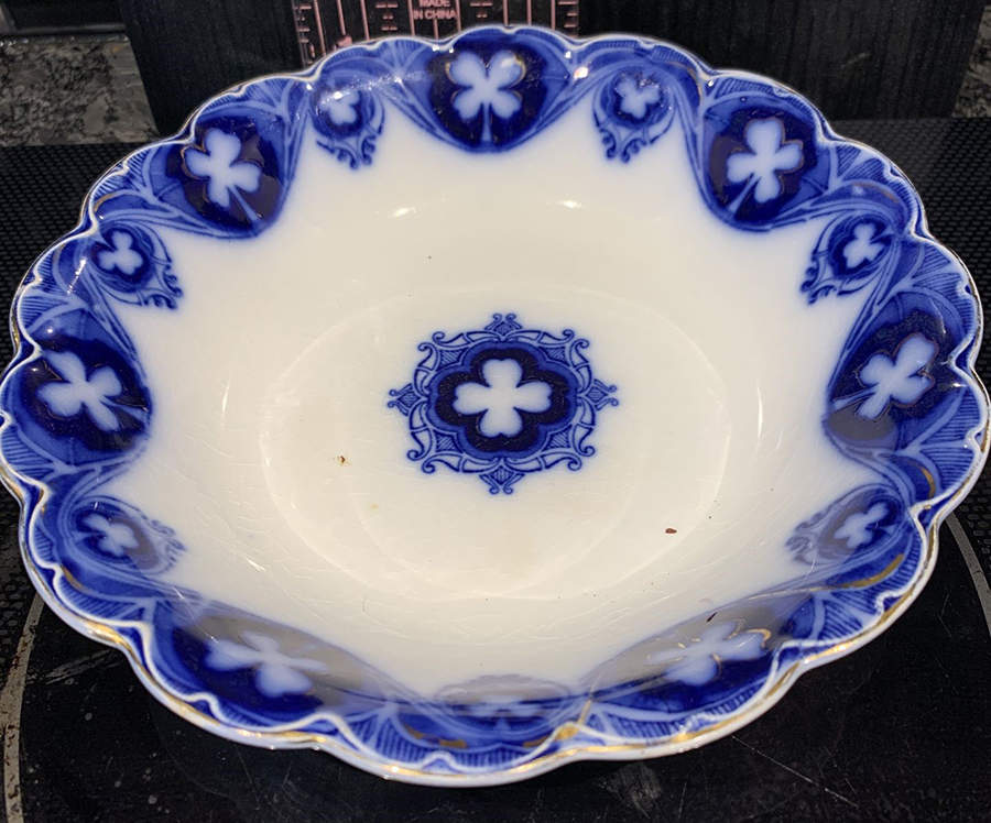 Savoy (Flow Blue, Gold Accent) Coupe Soup Bowl by Johnson Brothers-1
