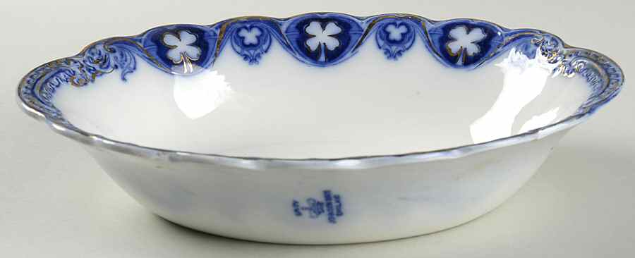 Savoy (Flow Blue, Gold Accent) 10" Oval Vegetable Bowl by Johnson Brothers-1