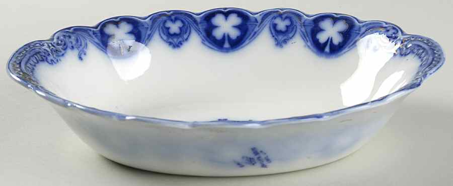 Savoy (Flow Blue, Gold Accent) 9" Oval Vegetable Bowl by Johnson Brothers-1