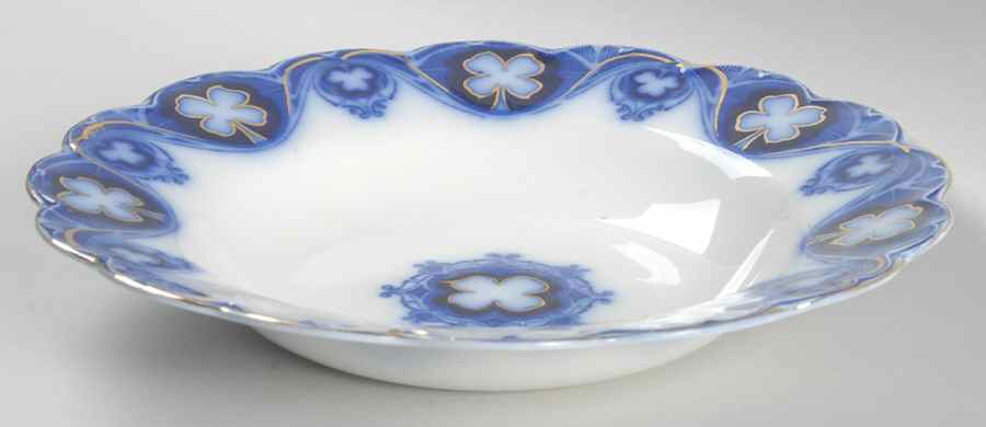 Savoy (Flow Blue, Gold Accent) Large Rim Soup Bowl by Johnson Brothers-1