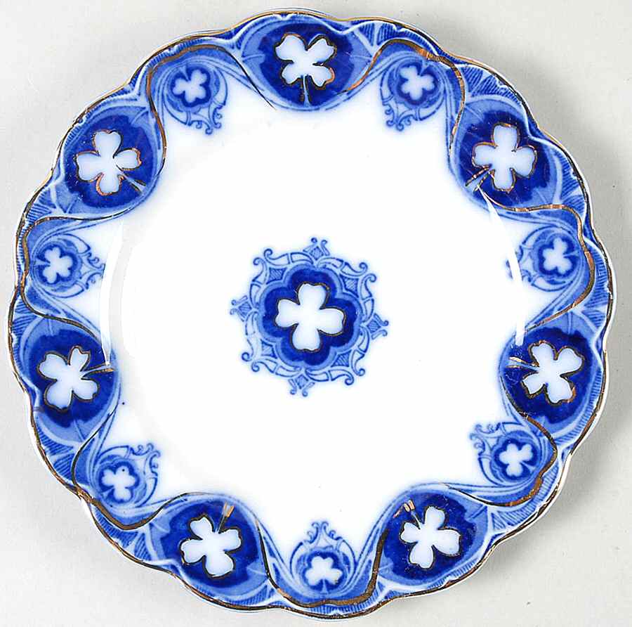Savoy (Flow Blue, Gold Accent) Dessert/Pie Plate by Johnson Brothers-1