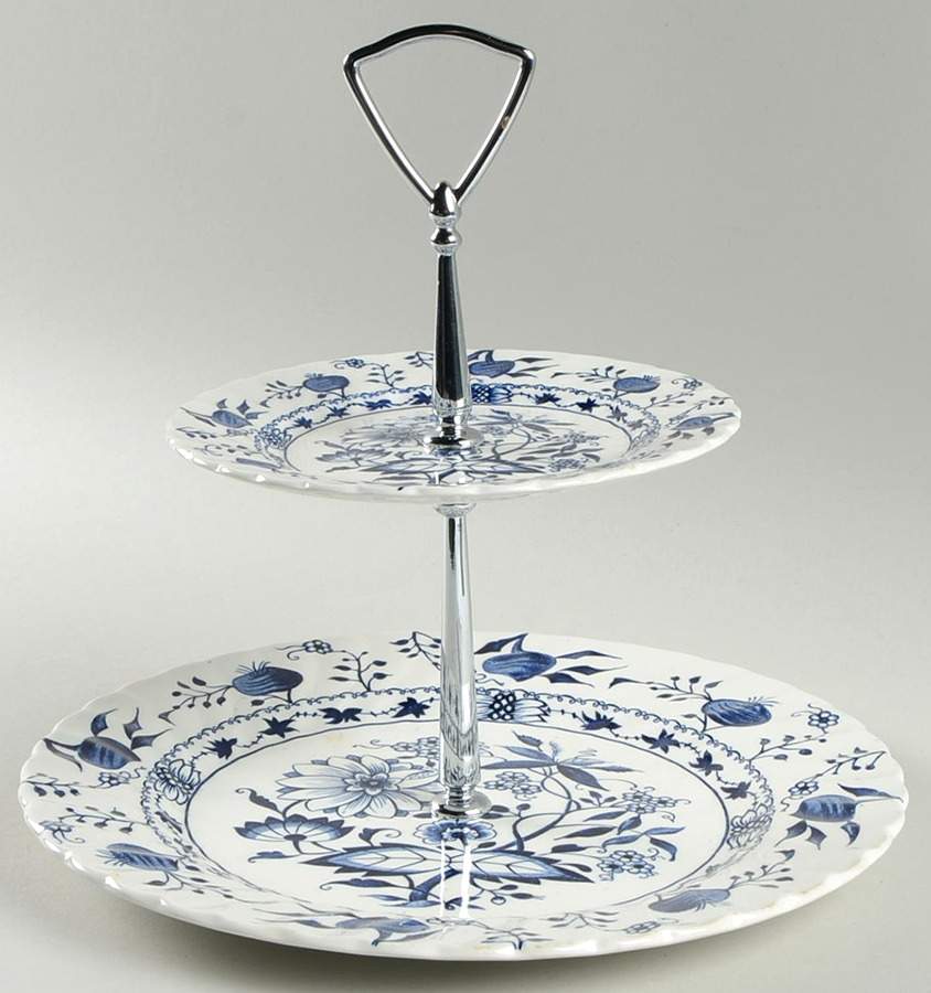 Saxony 2 Tiered Serving Tray (Dinner&Bread/Butter Plate) by Johnson Brothers-1