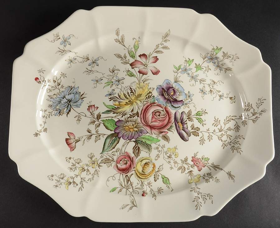 Sheraton (Floral Center) 17" Oval Serving Platter by Johnson Brothers-1