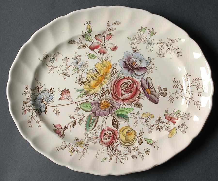 Sheraton (Floral Center) 11" Oval Serving Platter by Johnson Brothers-1
