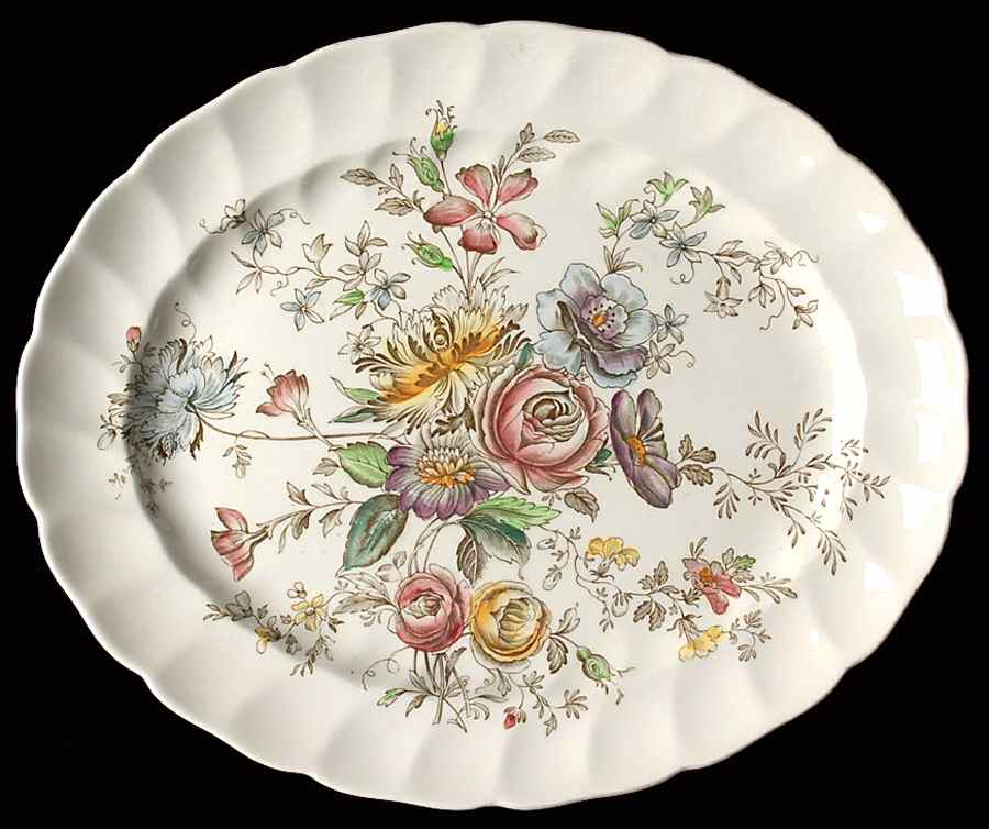 Sheraton (Floral Center) 11" Oval Serving Platter by Johnson Brothers-1