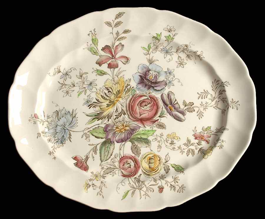 Sheraton (Floral Center) 13" Oval Serving Platter by Johnson Brothers-1