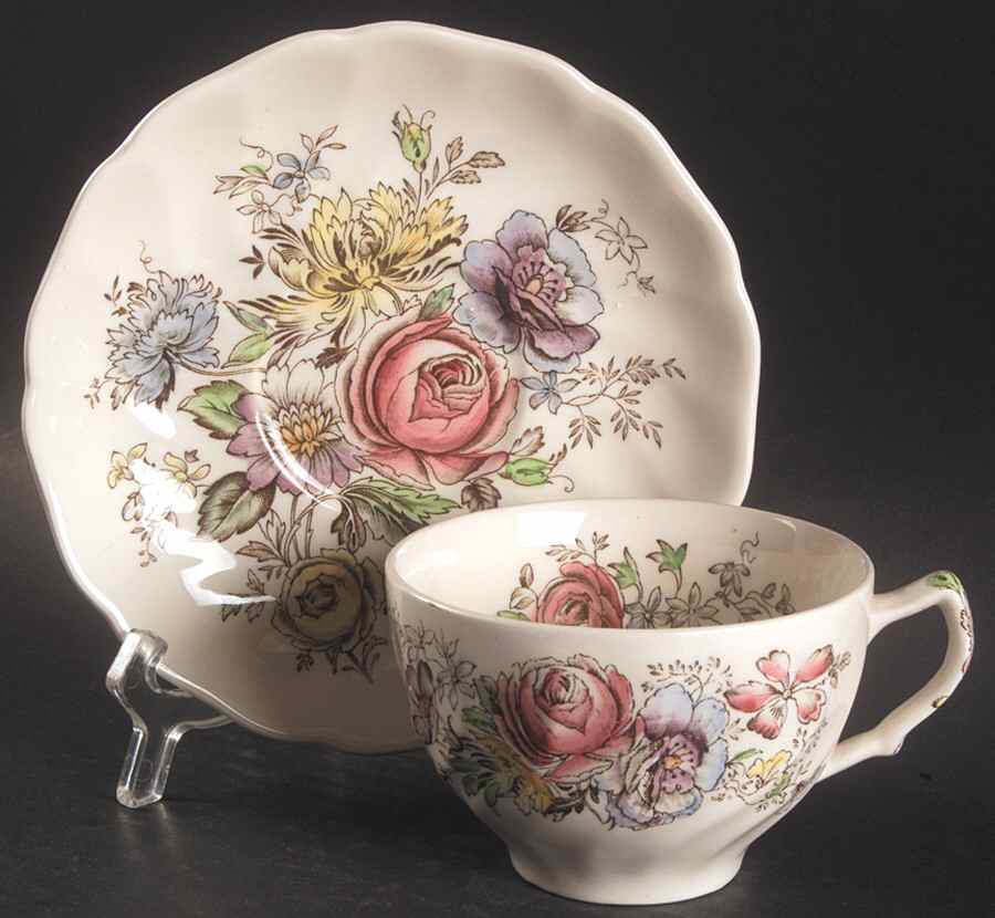 Sheraton (Floral Center) Oversized Cup & Saucer Set by Johnson Brothers-1